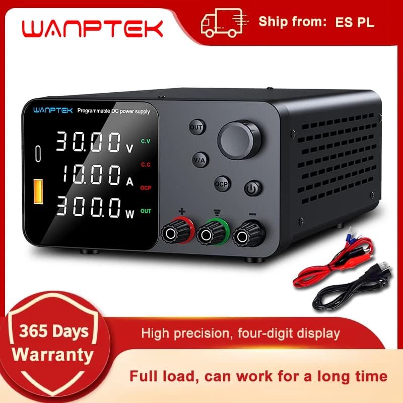 Wanptek fuente de alimentación de laboratorio ajustable 30V 5A 30V 10A 60V 5A 120V 3A con salida alarma de cortocircuito fuente de alimentación CC