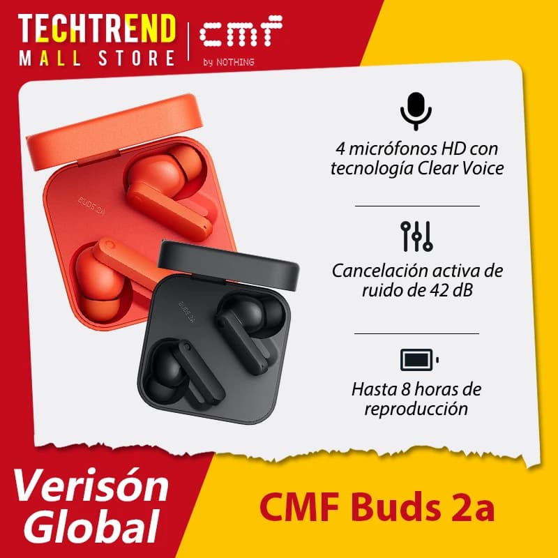 Versión Global CMF Buds 2a auricular 12,4mm controlador 42dB cancelación activa de ruido ANC 4HD micrófonos IP54 Bluetooth 5,4 auriculares