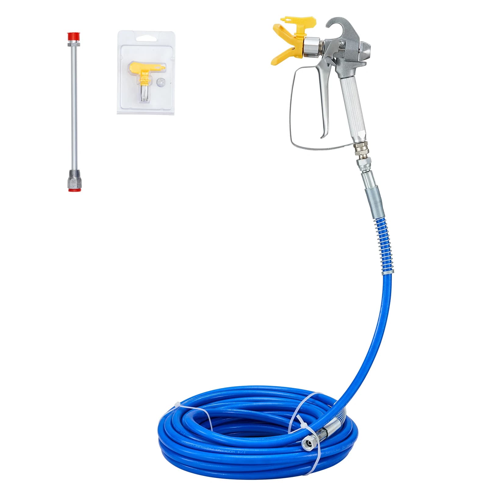 SucceBuy Kit de manguera de pulverización de pintura sin aire, tubo de fibra de alta presión de 50 pies, 3600 psi, poste de varilla de 8 pulgadas que incluye punta 517 y protector de punta